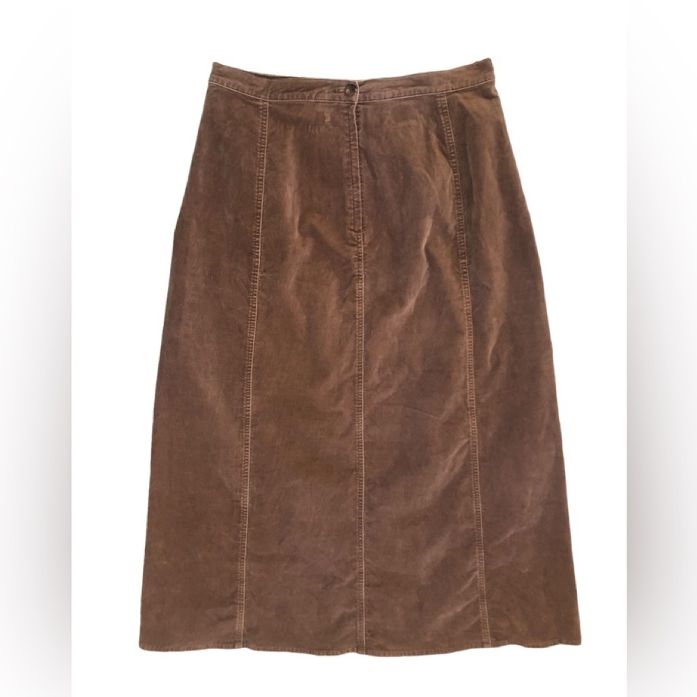 L.L. Bean Maxi A-Line Skirt Sz. 12 Brown Velvet Modest Casual Neutral  Stretch